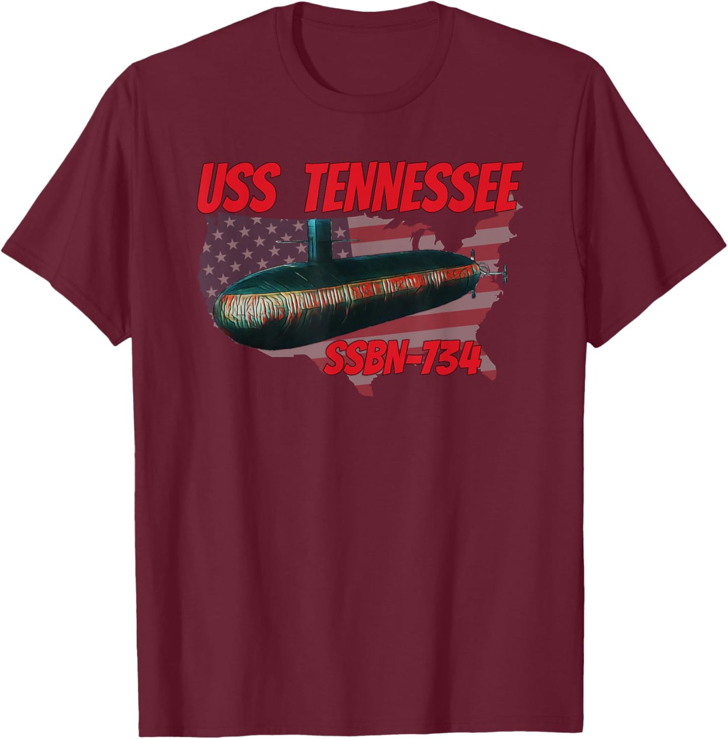 USS Tennessee SSBN-734 Submarine Veterans Day Father Grandpa T-Shirt - T-Shirt | Maroon