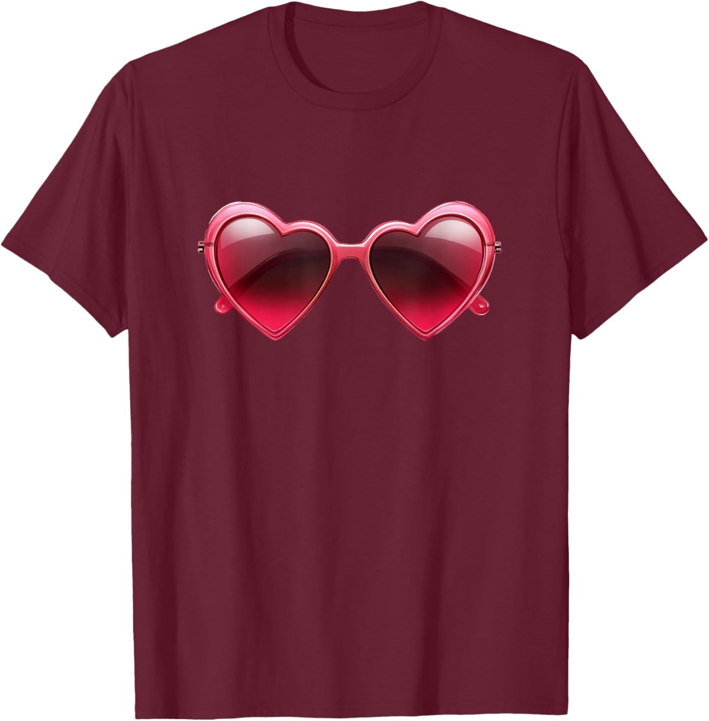 Funny Sunglasses Outfit with Heart Shaped Glasses T-Shirt - T-Shirt | Maroon
