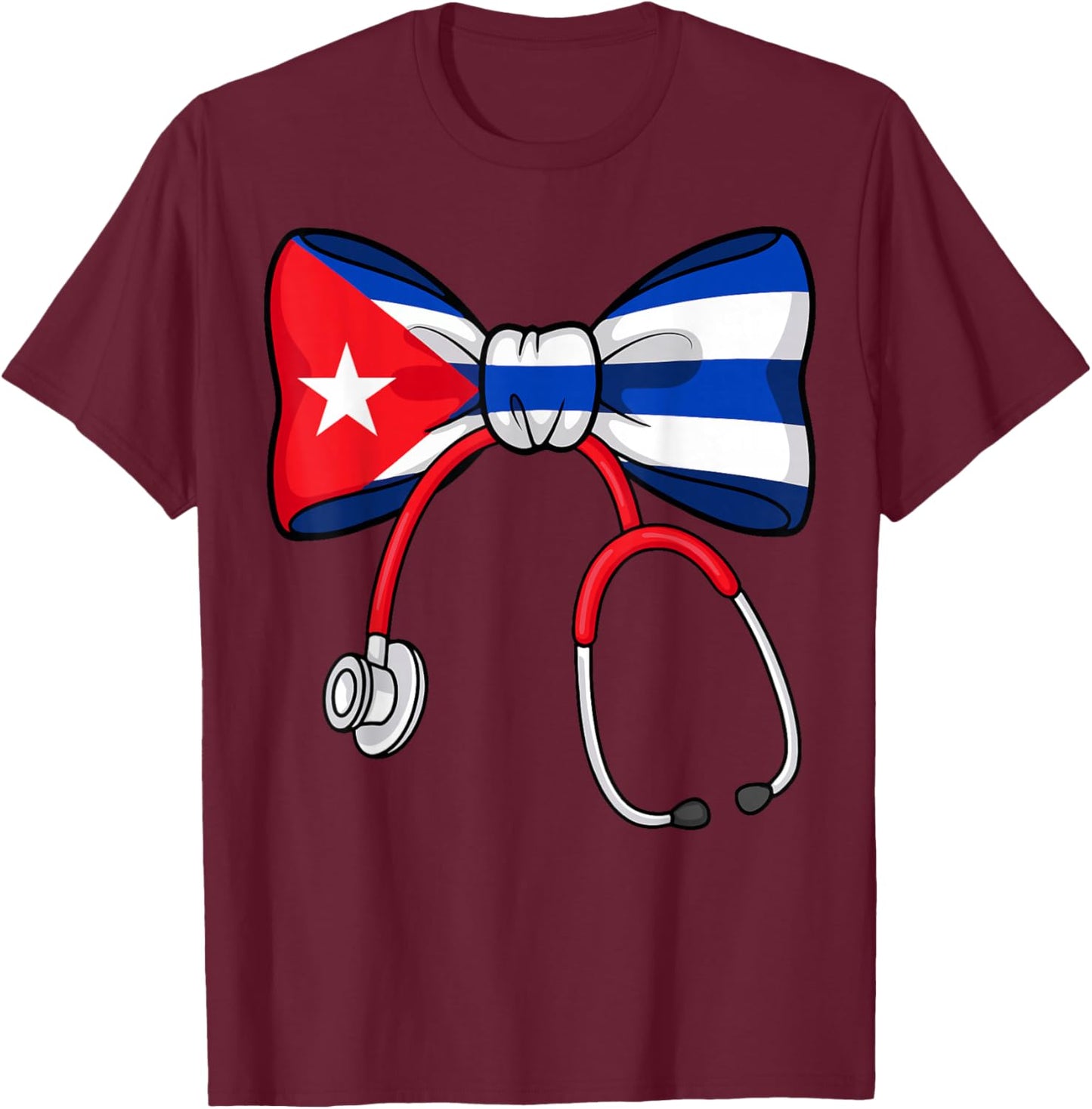 Cuban Nurse Pride Cuba Flag RN Heartbeat Hero T-Shirt - T-Shirt | Maroon