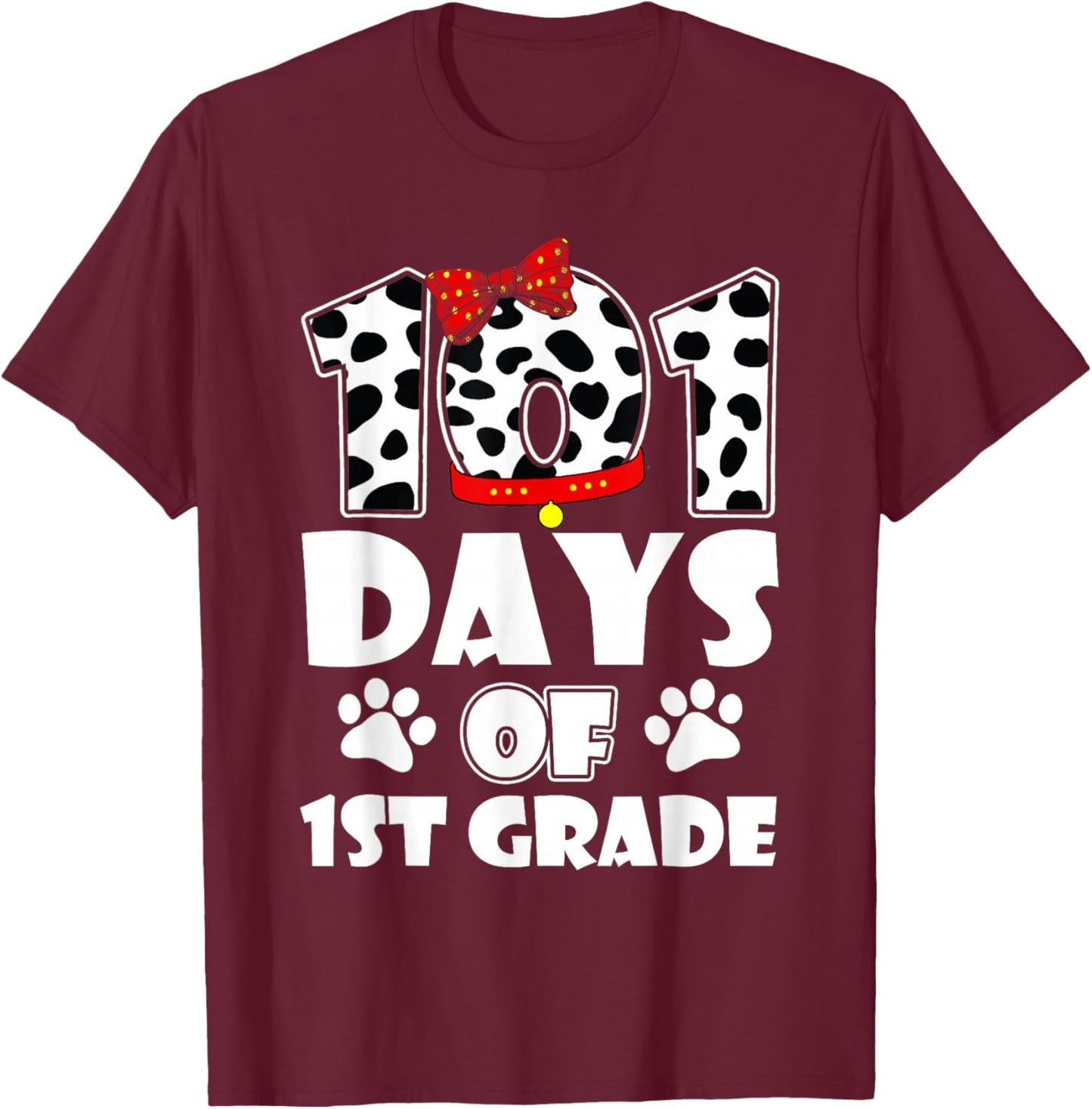 Happy 101 Days School 1st Grade Dog 100 Days Smarter Student T-Shirt - T-Shirt | Maroon