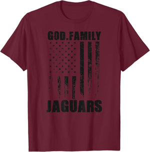 Boulder Creek Jaguars God. Family. Vintage USA Flag T-Shirt - T-Shirt | Maroon