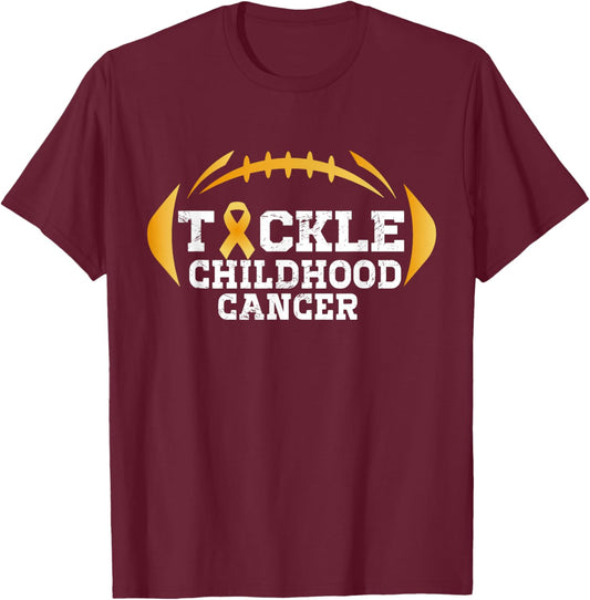 Childhood Tackle Football Childhood Cancer Awareness Women T-Shirt - T-Shirt | Maroon