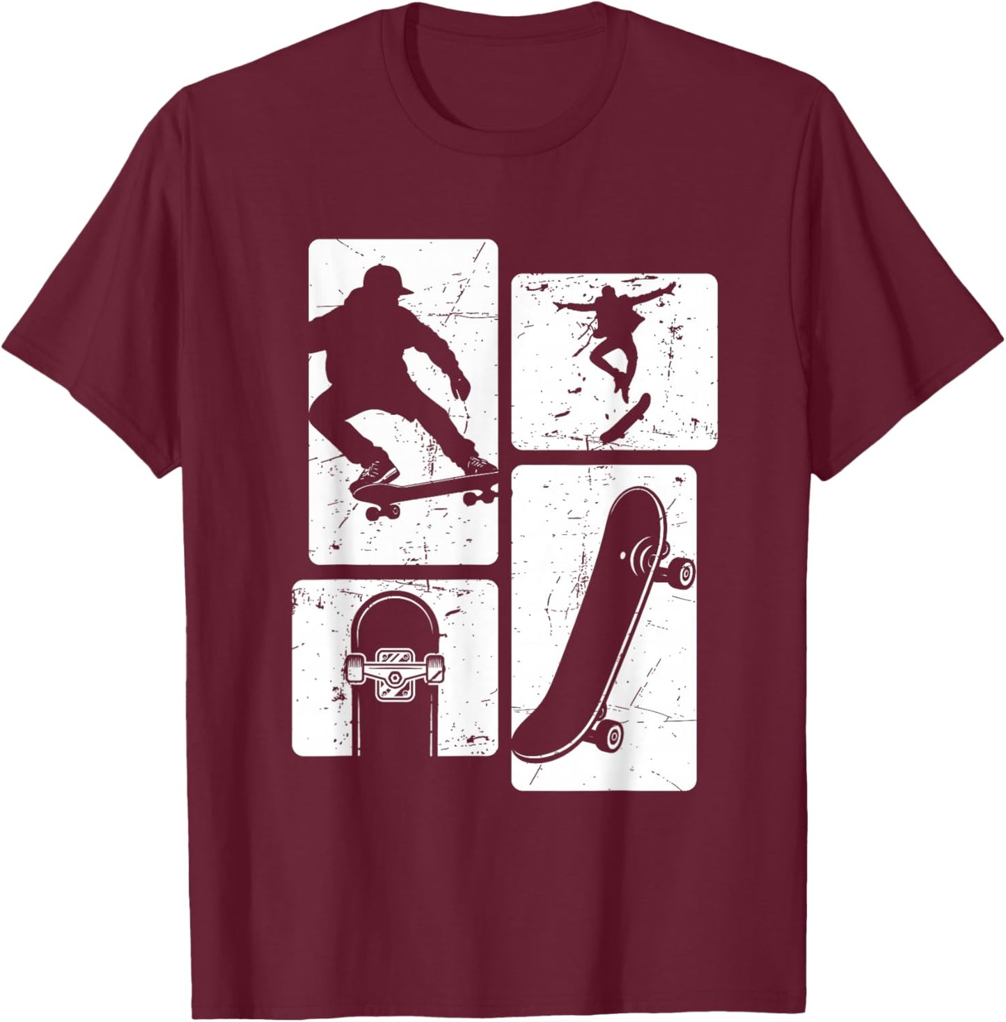 Vintage Retro Skateboard Stunt T-Shirt - T-Shirt | Maroon