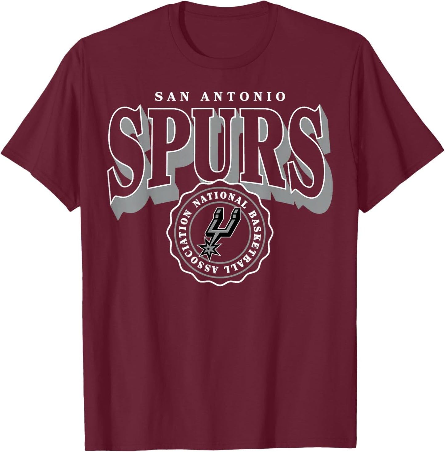 NBA – San Antonio Spurs gewölbtes Wappen T-Shirt - T-Shirt | Maroon