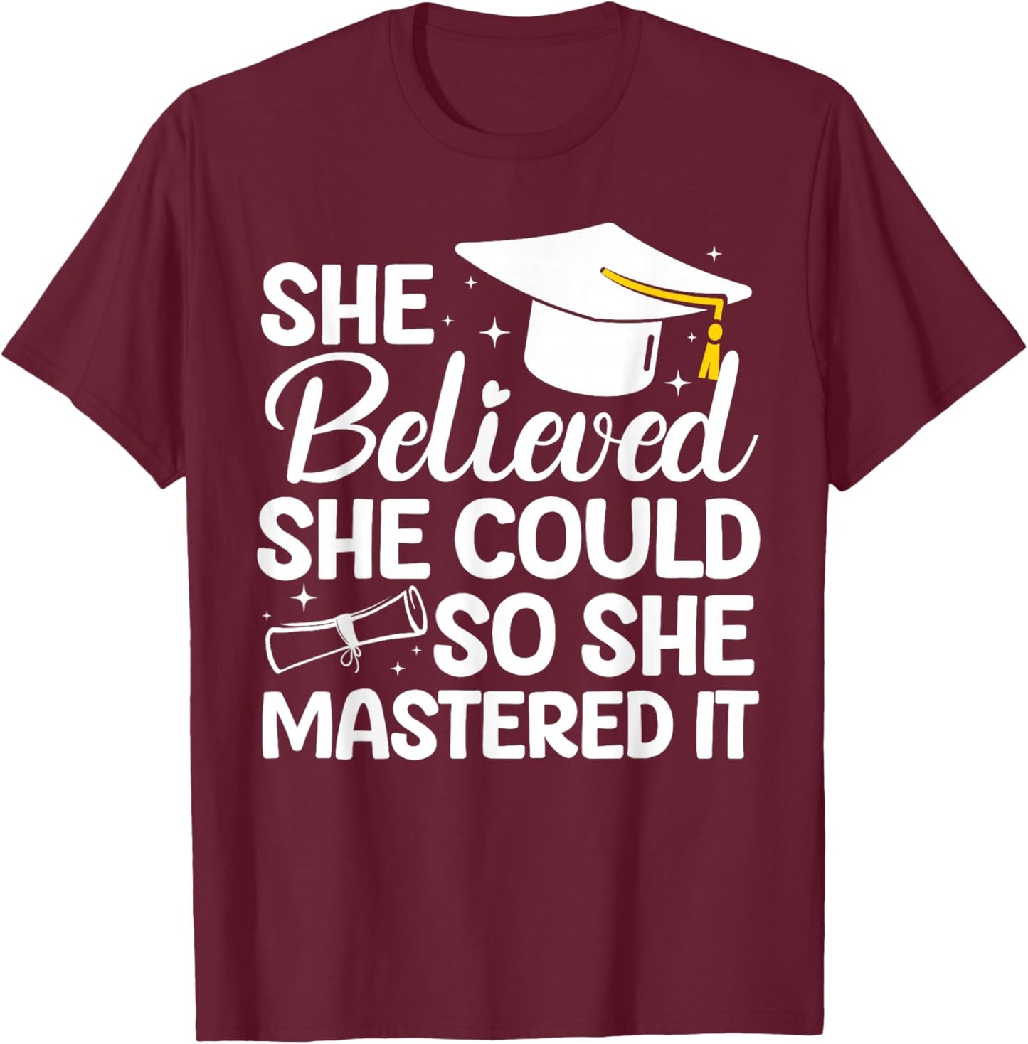 Masters Degree Graduation Art Girl Masters Degree T-Shirt - T-Shirt | Maroon