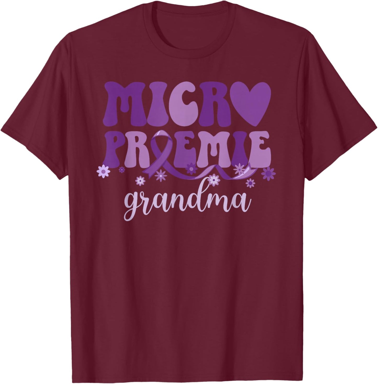 Micro Preemie Baby Grandma NICU Grandma of NICU Warrior T-Shirt - T-Shirt | Maroon