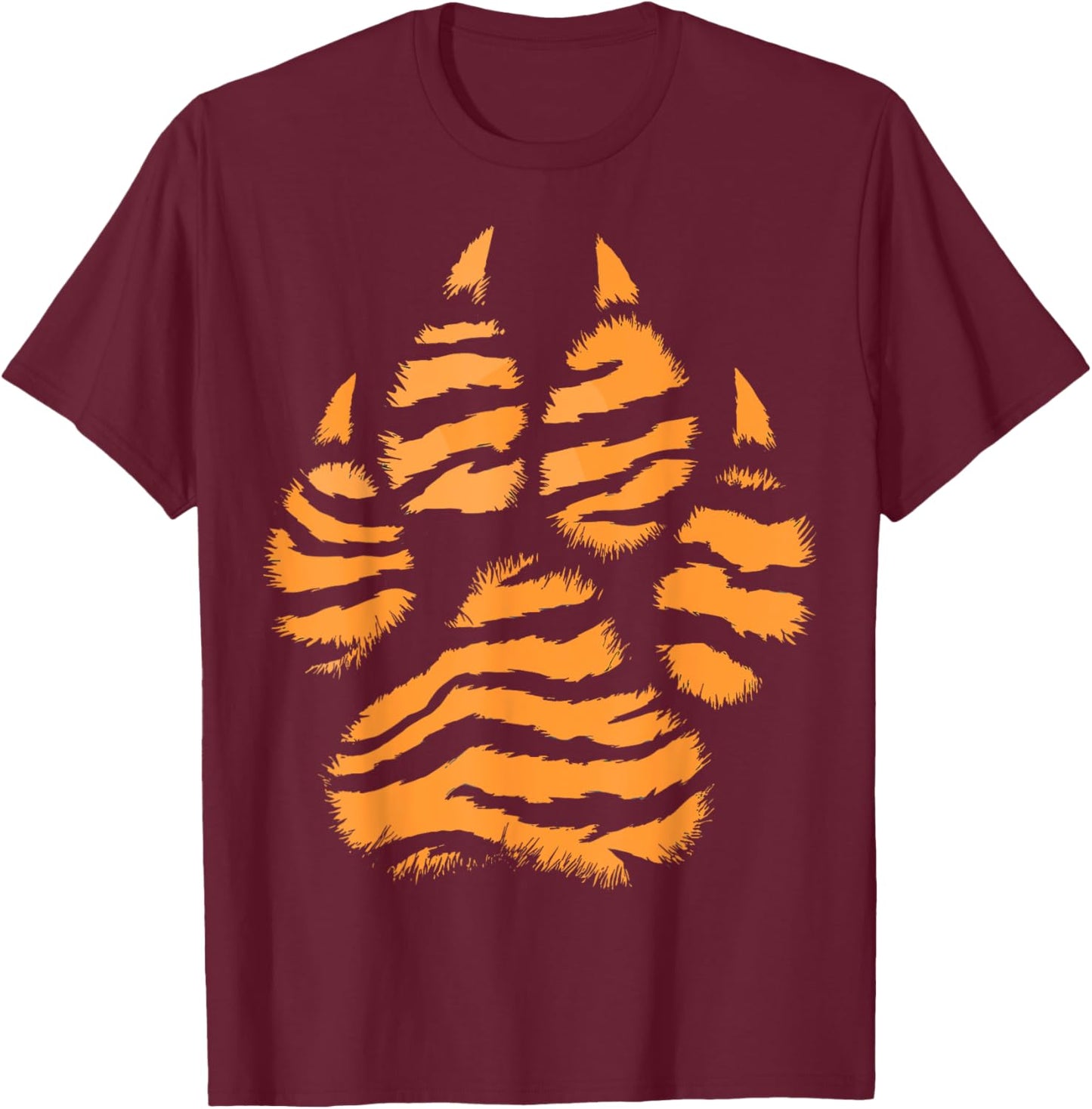 Cool Tiger Print Paw Tiger Love | Animal Print Design T-Shirt - T-Shirt | Maroon