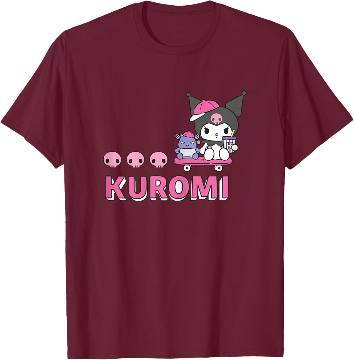 Hello Kitty - Kuromi Charakter mit Bär T-Shirt - T-Shirt | Maroon