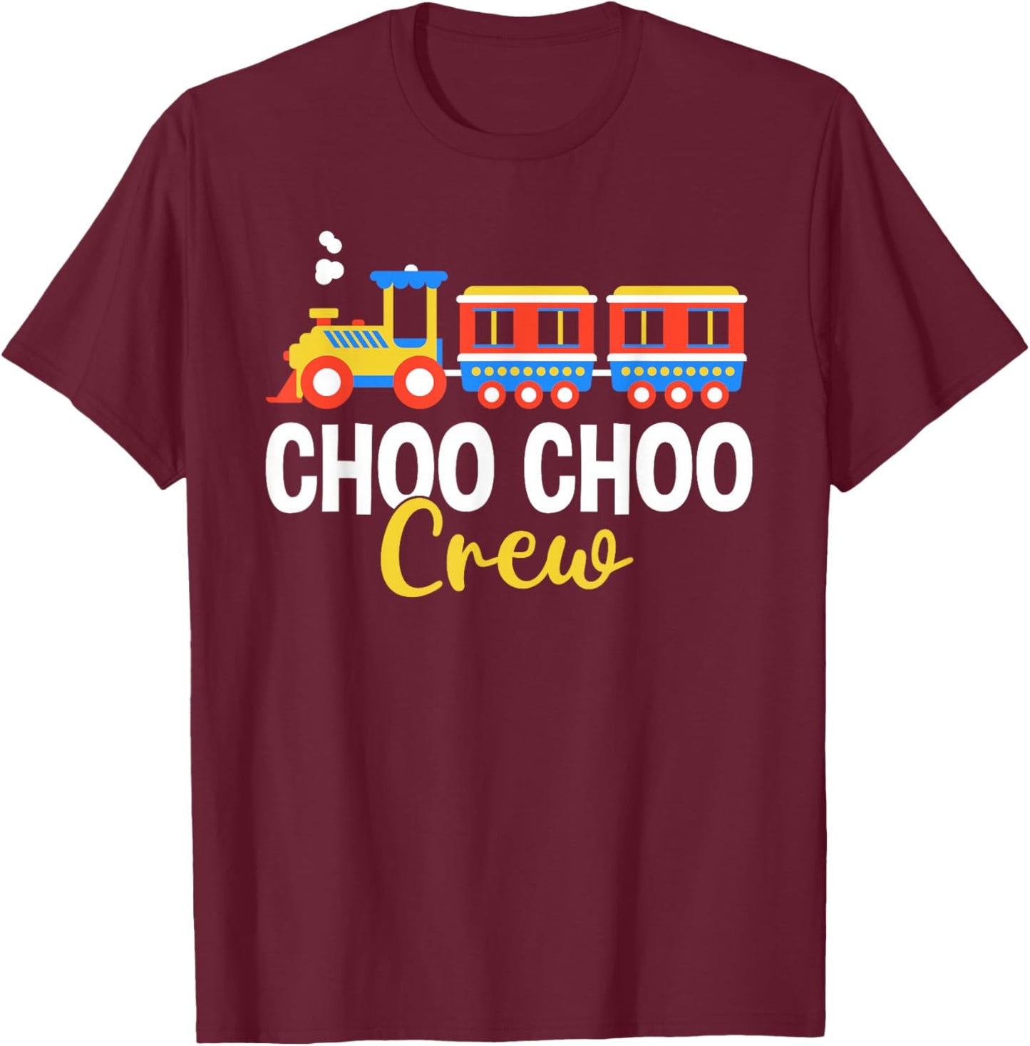 Choo Choo Crew Railway Train Birthday T-Shirt - T-Shirt | Maroon