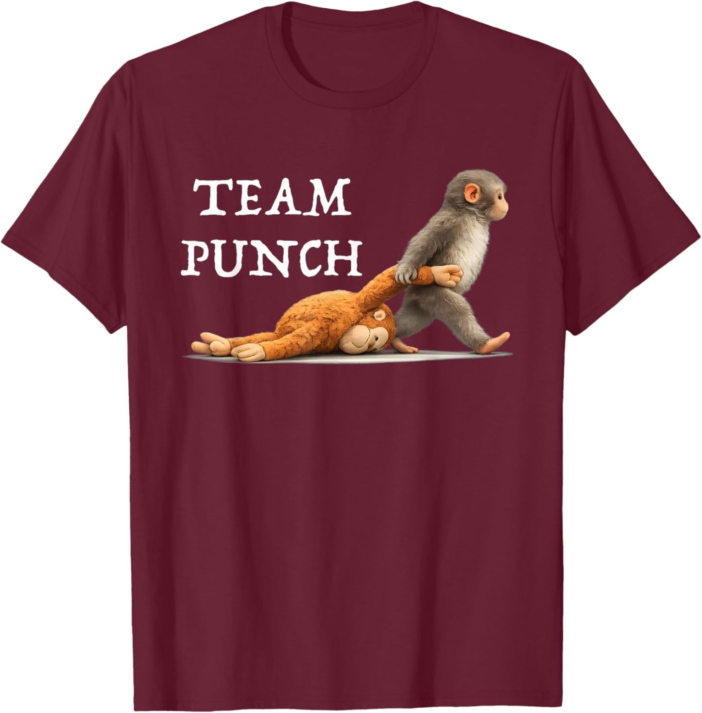 Team Punch Baby Monkey Punch Trend Meme Graphic T-Shirt - T-Shirt | Maroon