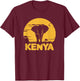Kenyan Shirt with Retro Vintage Sunset, Elephant Kenya T-Shirt - T-Shirt | Maroon