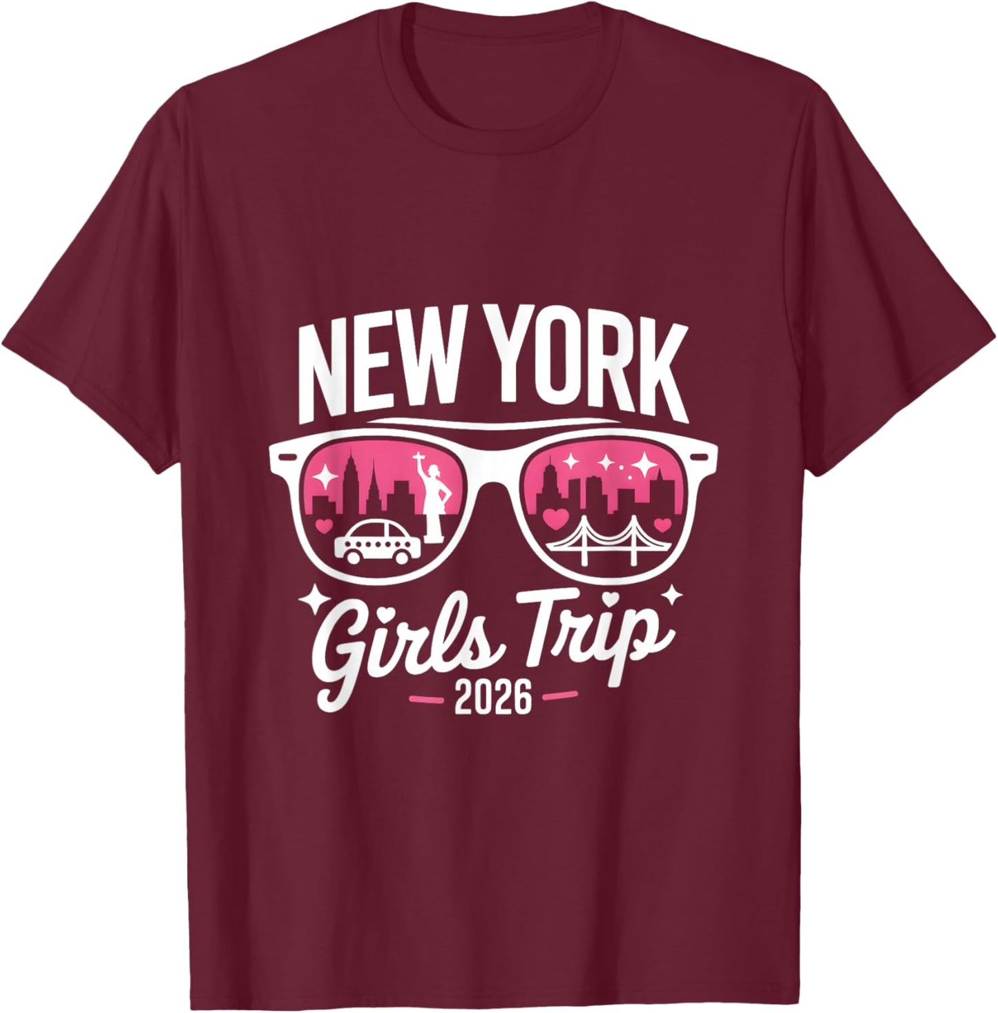 NYC Girls Trip 2026 Matching Group Manhattan City Squad T-Shirt - T-Shirt | Maroon