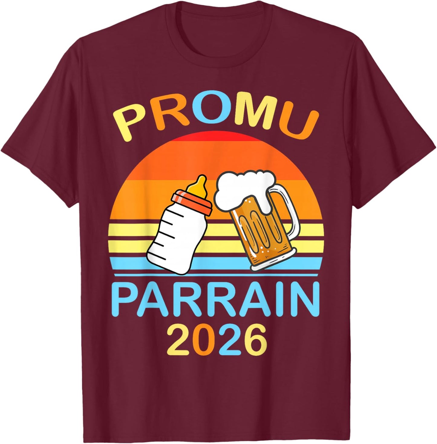 Promoted Godfather 2026 Bottle Pint Beer Gift Christening T-Shirt - T-Shirt | Maroon