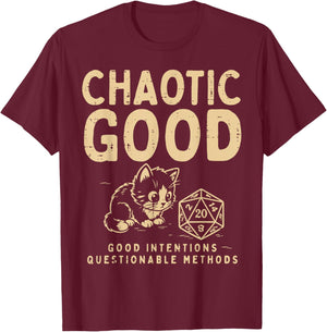 Gaming Cat Chaotic Good Funny Gamer Men Boys Kids Youth T-Shirt - T-Shirt | Maroon
