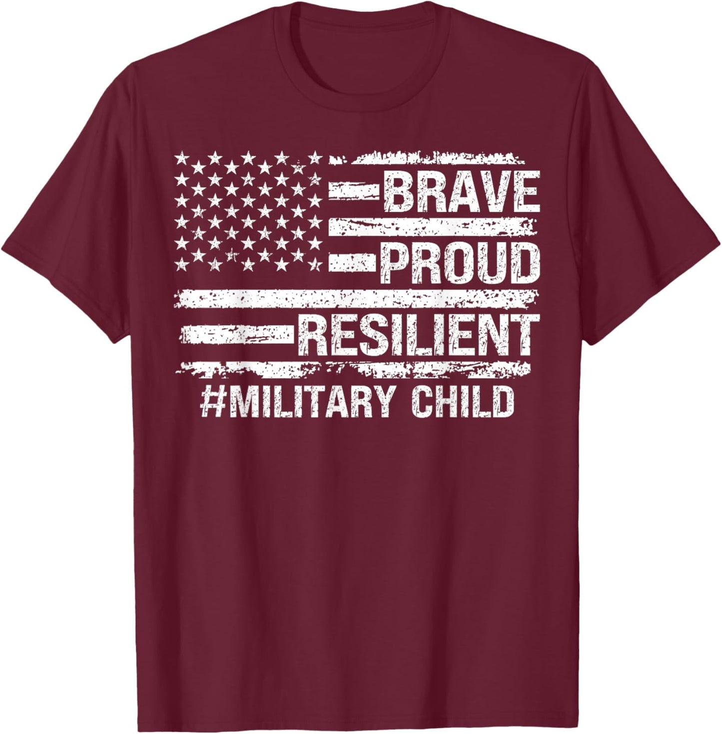 Purple UP Military kids USA Flag Military Child Month T-Shirt - T-Shirt | Maroon