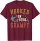 Hooked On Being Grampy Father's Day Fishing Grampy T-Shirt - T-Shirt | Maroon