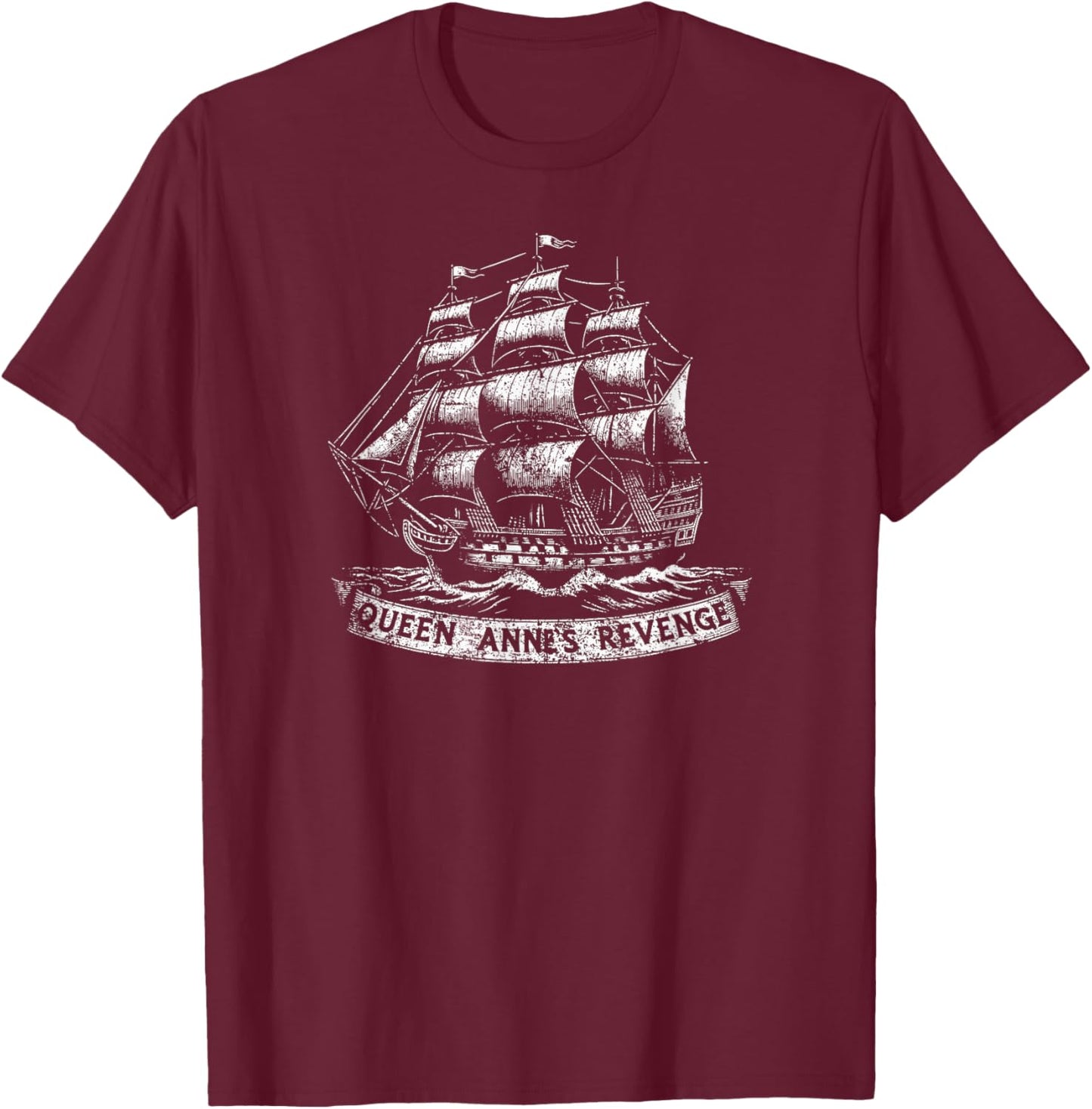 Queen Anne's Revenge Blackbeard's Flagship Distressed T-Shirt - T-Shirt | Maroon