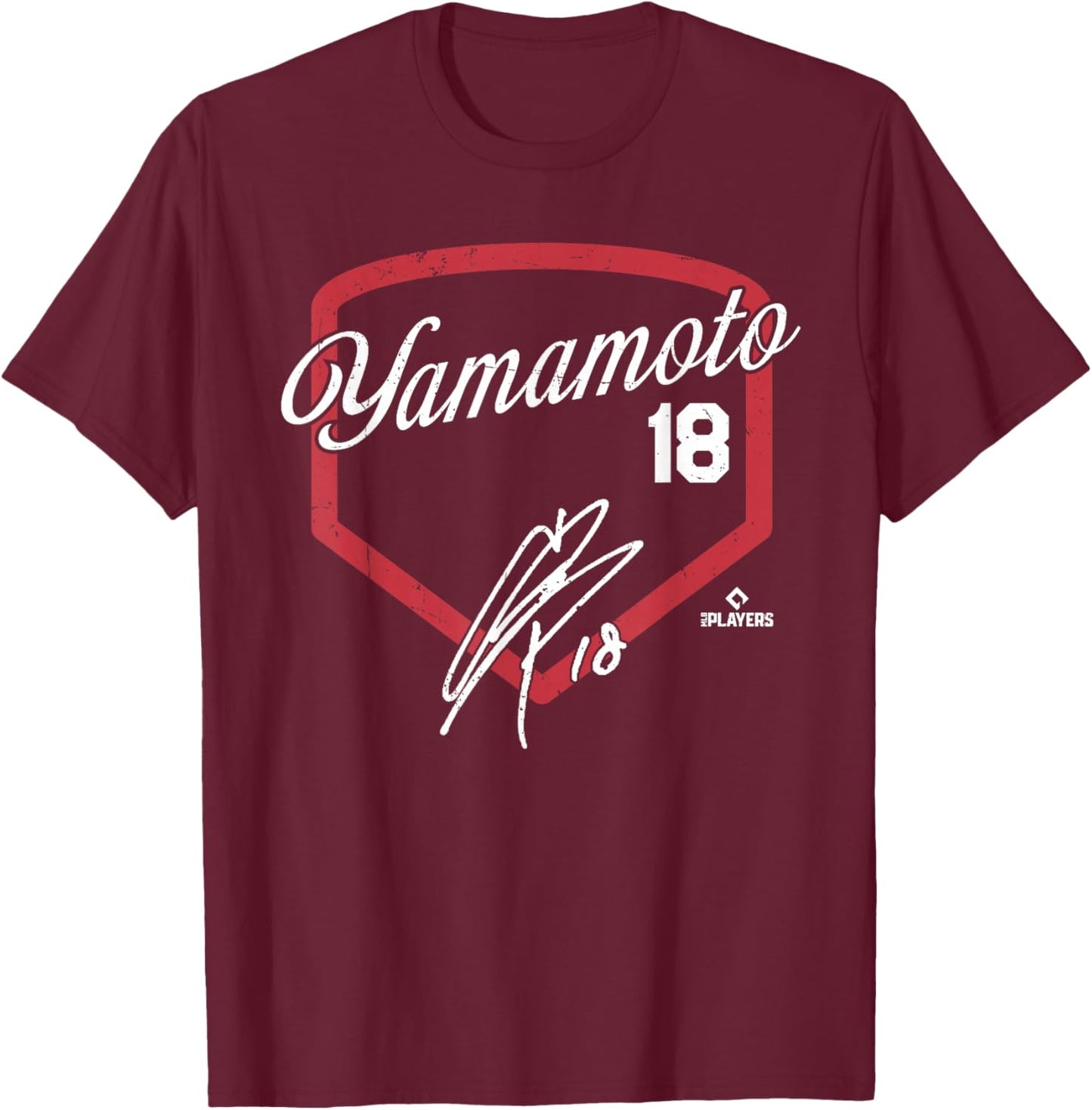 Yoshinobu Yamamoto | Los Angeles MLB Player | MLBYAM3001 T-Shirt - T-Shirt | Maroon