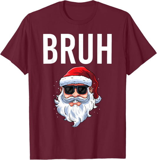 Merry Christmas Bruh Meme Funny Saying for Brother Boys Men T-Shirt - T-Shirt | Maroon