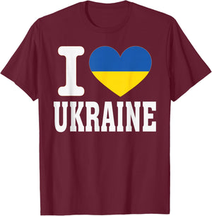 I Love Ukraine Heart Souvenir Lovers Pride Travel T-Shirt - T-Shirt | Maroon