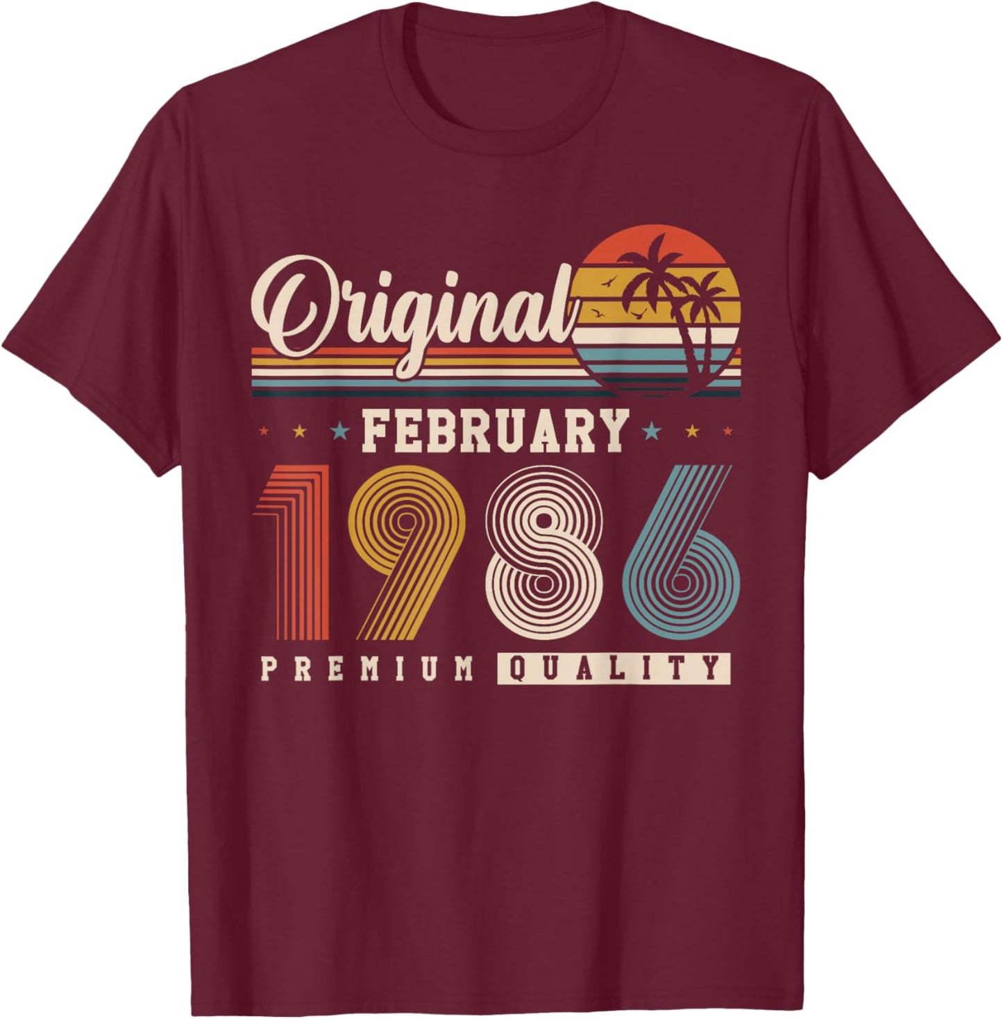 Original February 1986 40 Years Birthday Vintage Gift T-Shirt - T-Shirt | Maroon