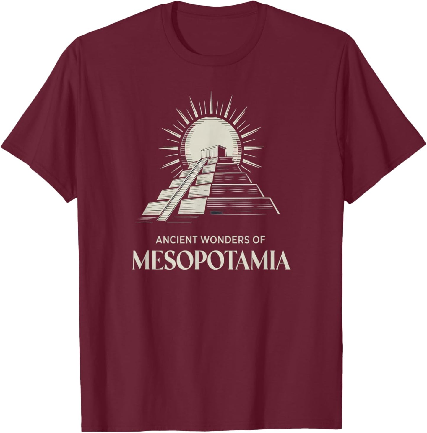 Ancient Wonders Mesopotamia Ziggurat Civilization Icon T-Shirt - T-Shirt | Maroon