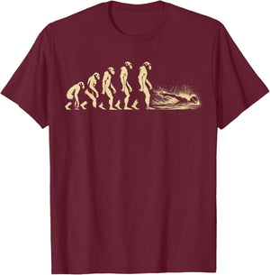 Swimming Evolution Swimmer Open Water Swimming , Black, S T-Shirt - T-Shirt | Maroon