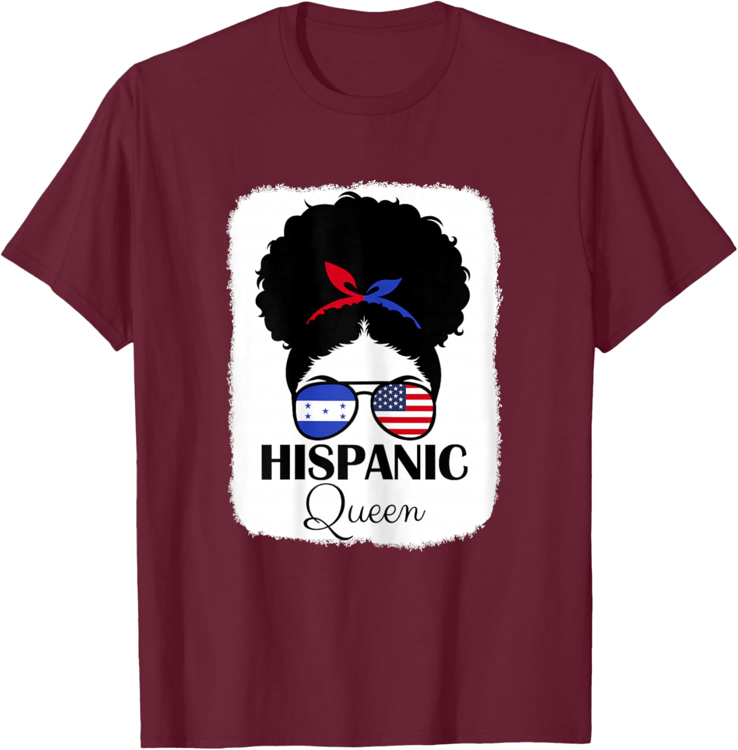 Hispanic Queen Roots USA and Honduras Mix Heritage T-Shirt - T-Shirt | Maroon
