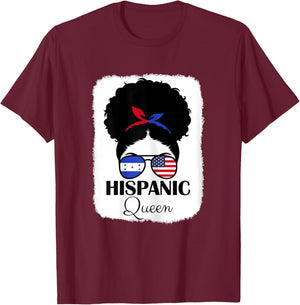 Hispanic Queen Roots USA and Honduras Mix Heritage T-Shirt - T-Shirt | Maroon