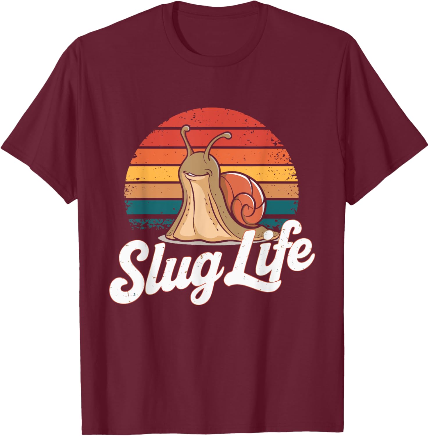 Slug Life Retro funny Snail Design T-Shirt - T-Shirt | Maroon