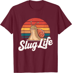 Slug Life Retro funny Snail Design T-Shirt - T-Shirt | Maroon