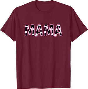 Mama Cow Print Cow Pattern Mother's Day Baby Girl Birthday T-Shirt - T-Shirt | Maroon