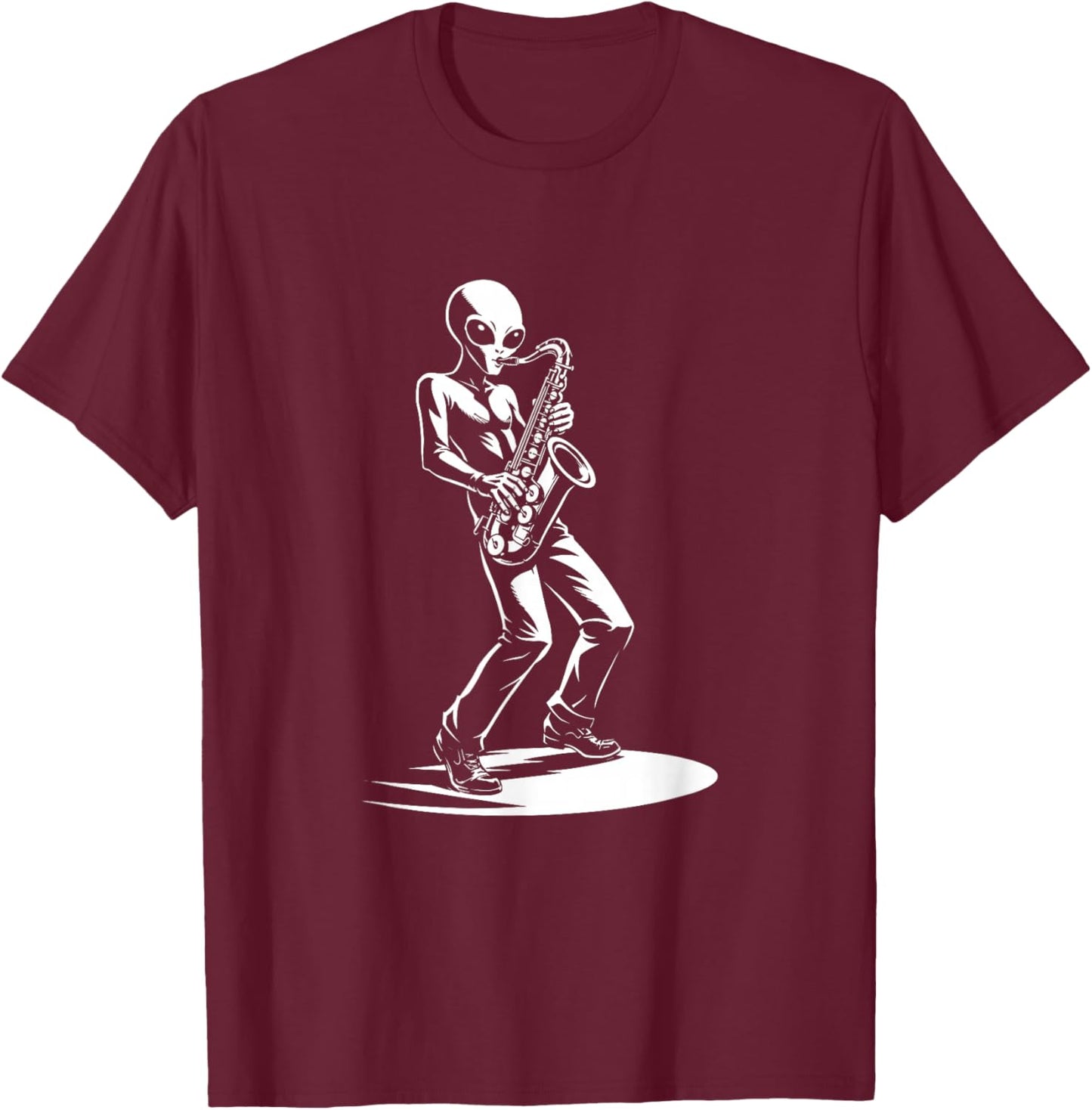 Alien Saxophone Player Jazz Music T-Shirt - T-Shirt | Maroon