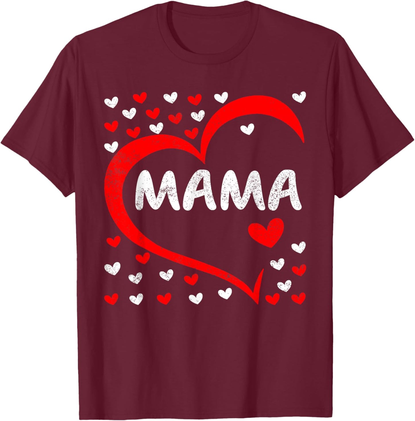 Mama Is My Valentine Love Hearts Boys Girls Valentines Day T-Shirt - T-Shirt | Maroon