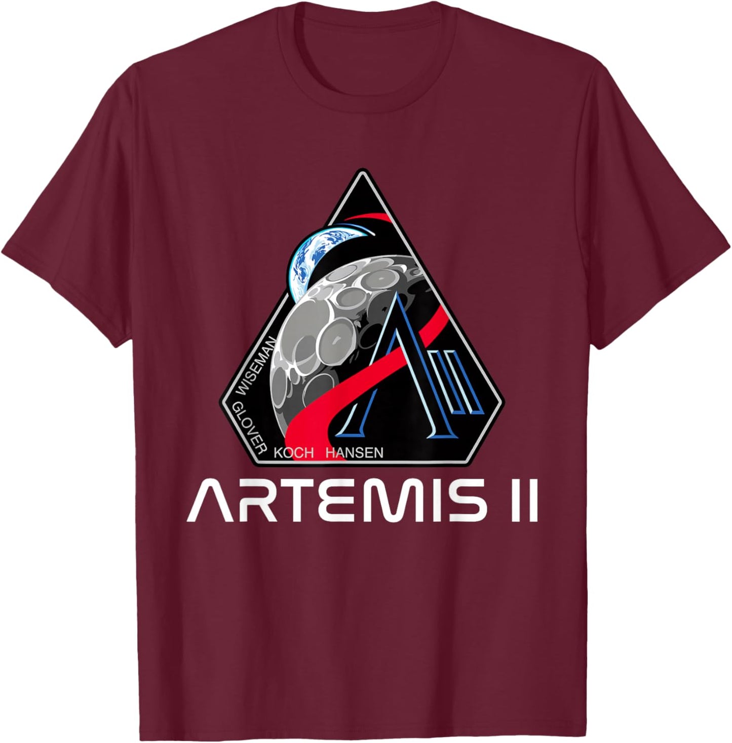 Artemis II Moon Mission Crew Space Exploration T-Shirt - T-Shirt | Maroon