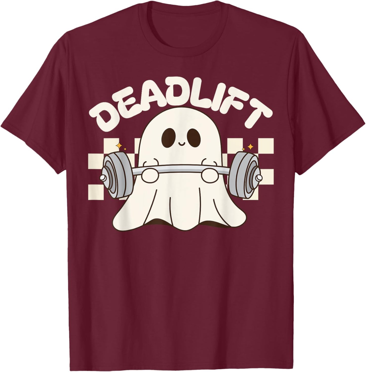 Dead Lift Funny Halloween Ghost Weight Lifting Workout GYM T-Shirt - T-Shirt | Maroon