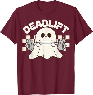 Dead Lift Funny Halloween Ghost Weight Lifting Workout GYM T-Shirt - T-Shirt | Maroon