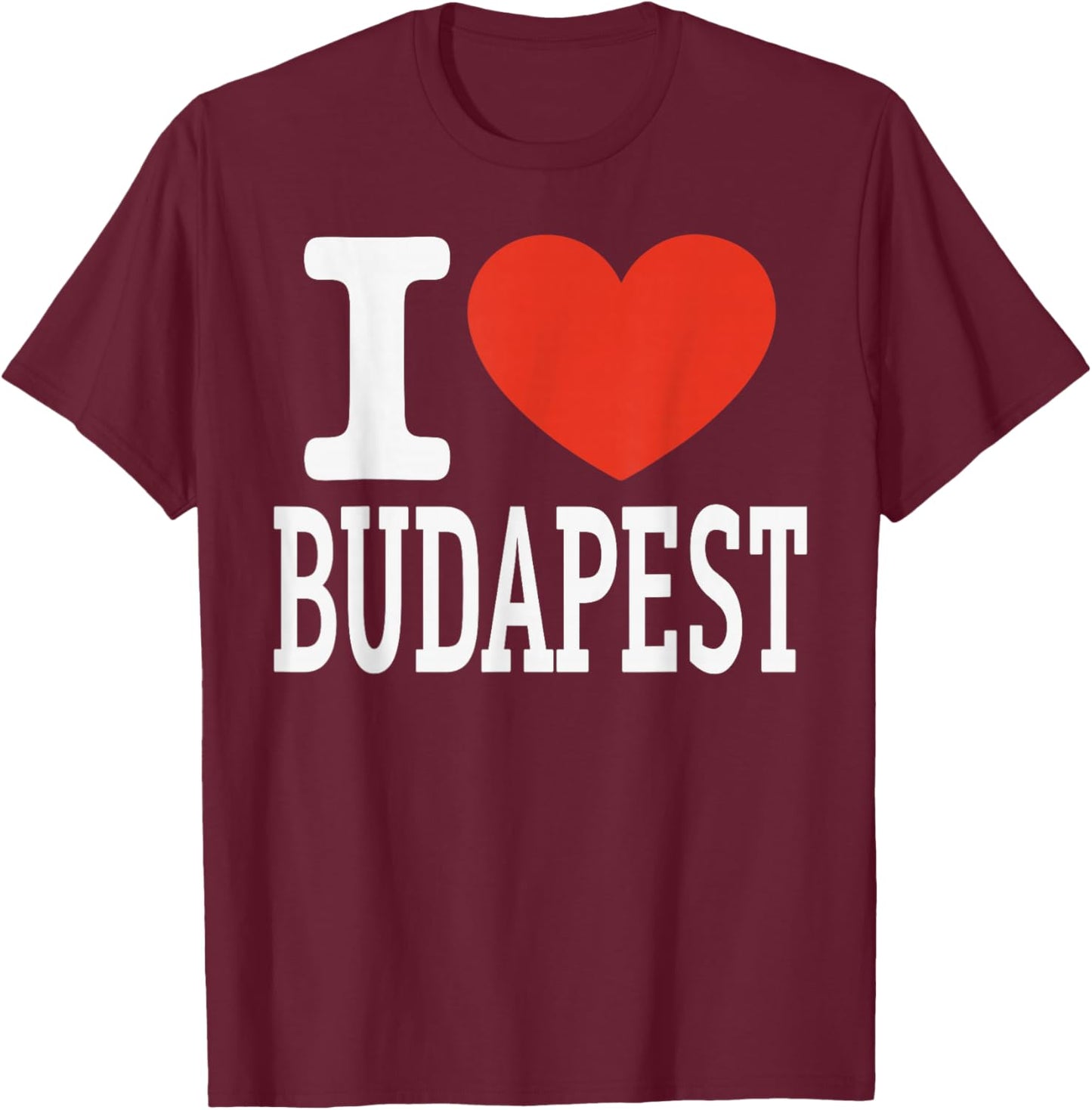 I Love Budapest City Heart Graphic Souvenir Travel T-Shirt - T-Shirt | Maroon