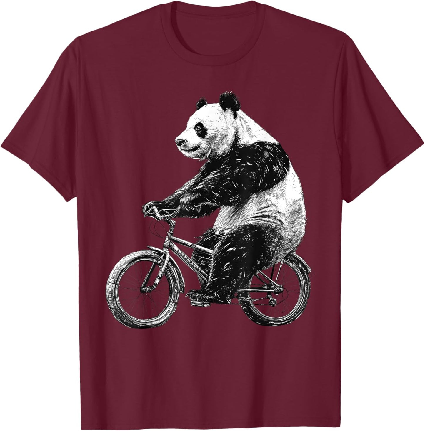 Retro Panda Bear Riding Bike Vintage Bicycle Cycling Lover T-Shirt - T-Shirt | Maroon