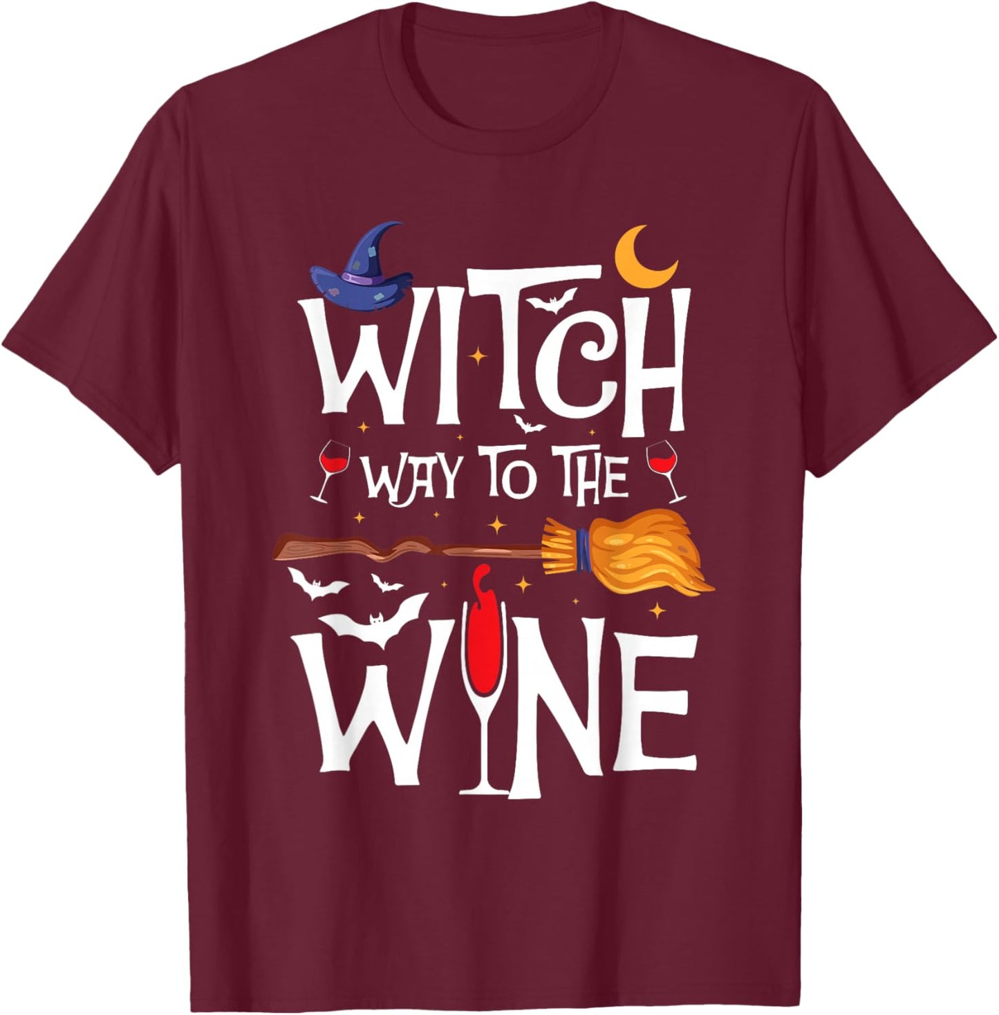 Witch Way To The Wine Halloween Party Costume T-Shirt - T-Shirt | Maroon