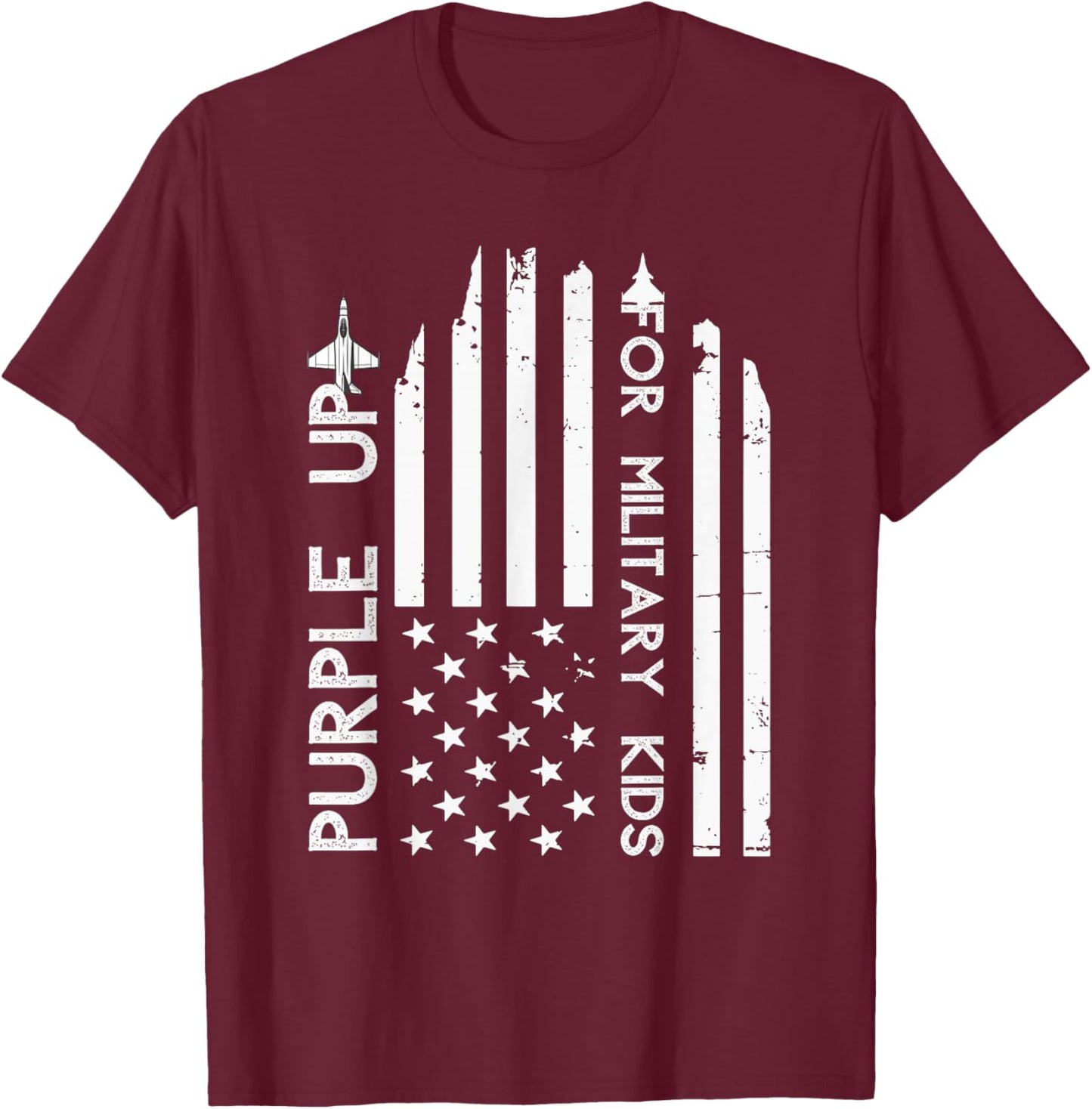 Purple Up For Military Kids Adult Shirt Military Child Month T-Shirt - T-Shirt | Maroon