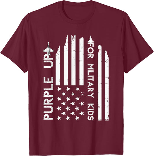 Purple Up For Military Kids Adult Shirt Military Child Month T-Shirt - T-Shirt | Maroon