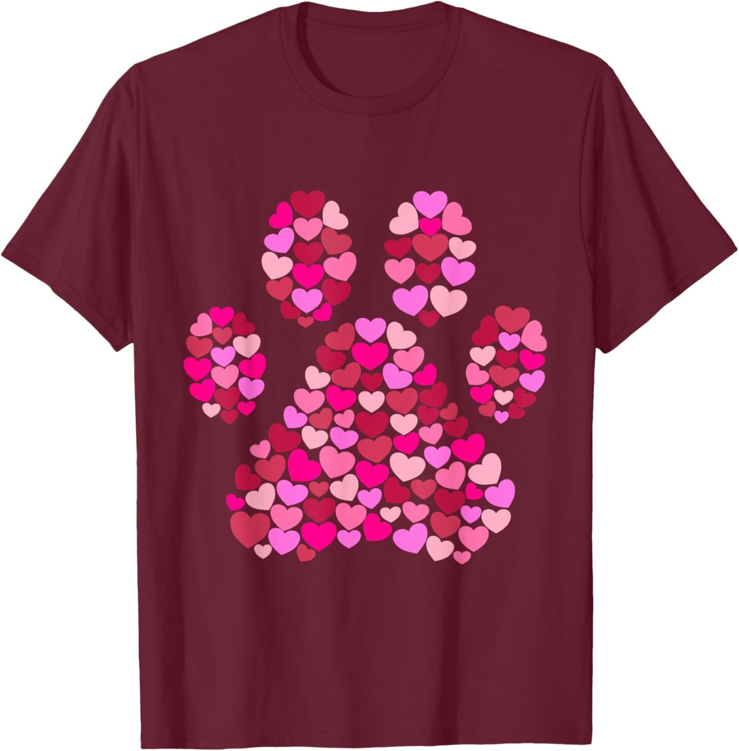 Paw Print Hearts Dog Lover Gift Men Women Girls Kids T-Shirt - T-Shirt | Maroon