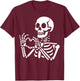 Skeleton Hands Heart Sign Retro Halloween Skeleton Hand Sign T-Shirt - T-Shirt | Maroon