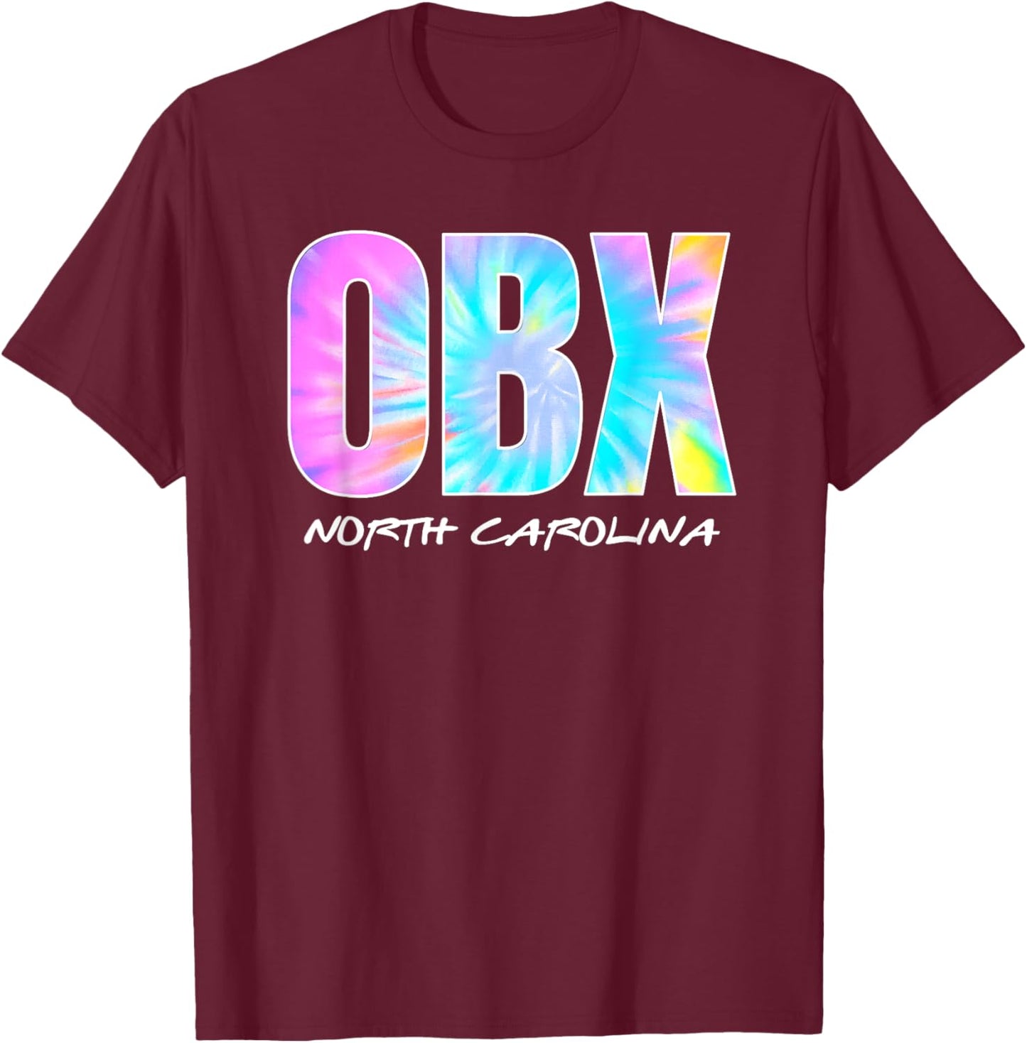 Retro Tie Dye OBX North Carolina Outer Banks Boys Girls T-Shirt - T-Shirt | Maroon