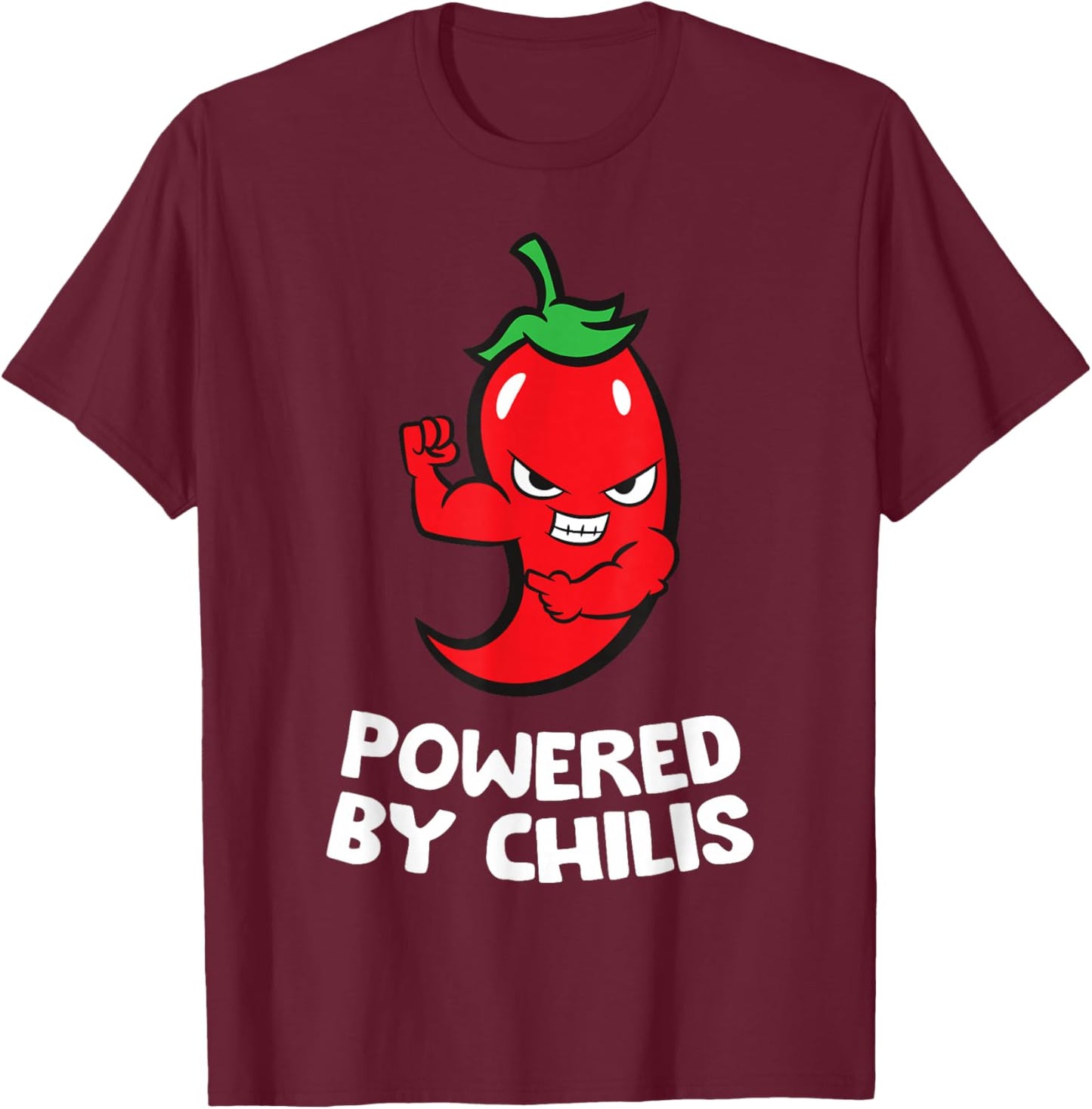 Powered By Chilis T-Shirt - T-Shirt | Maroon