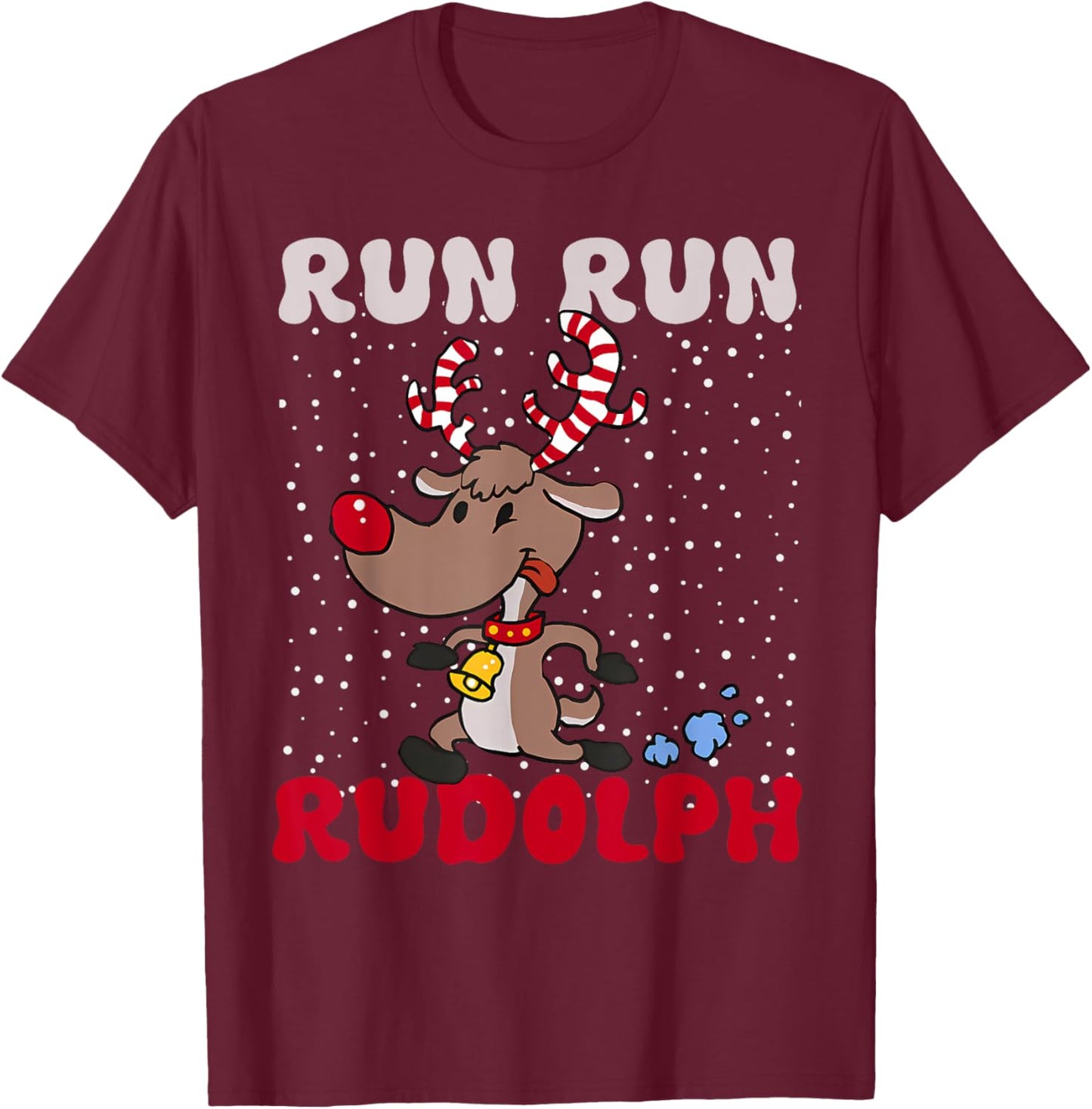 Cute Rudolph Christmas for Holiday Run T-Shirt - T-Shirt | Maroon