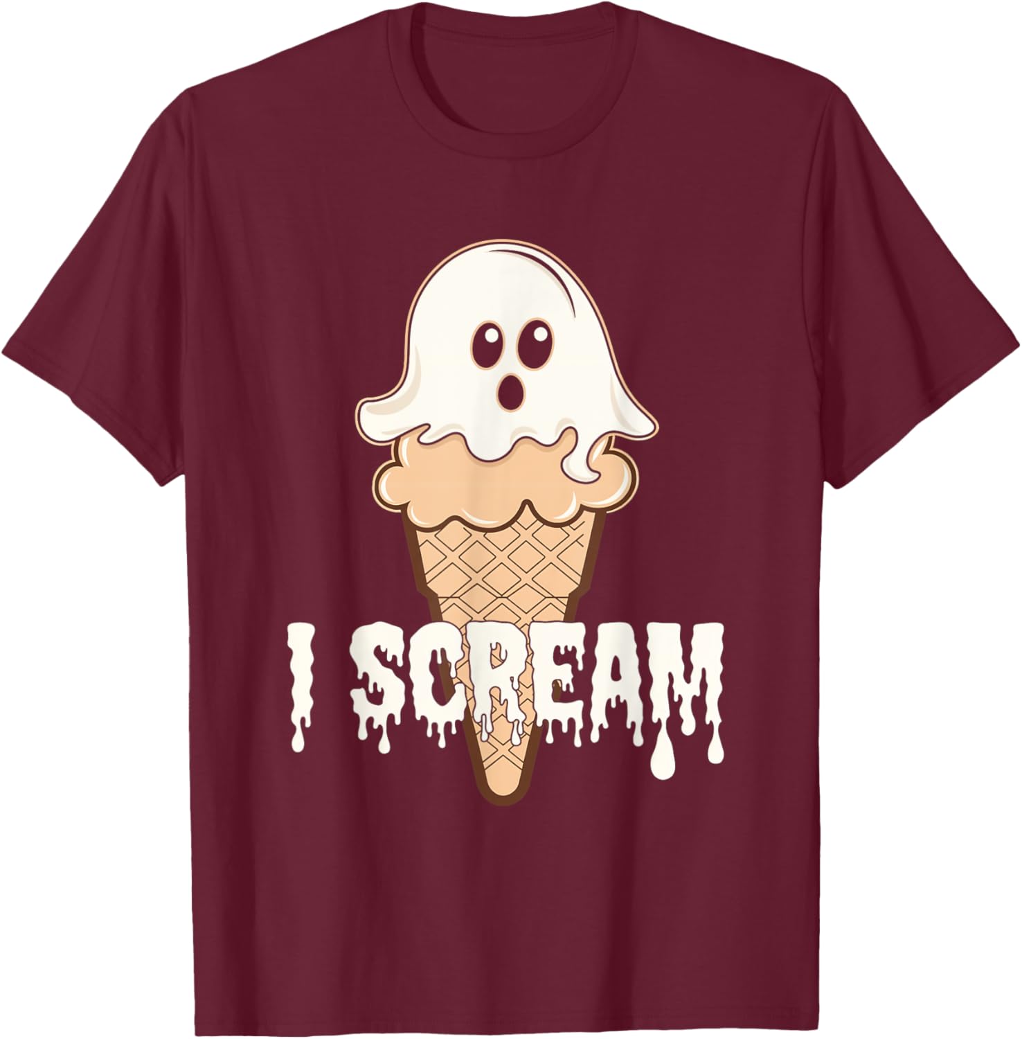 I Scream Ice Cream Ghost Halloween Costume Spooky T-Shirt - T-Shirt | Maroon