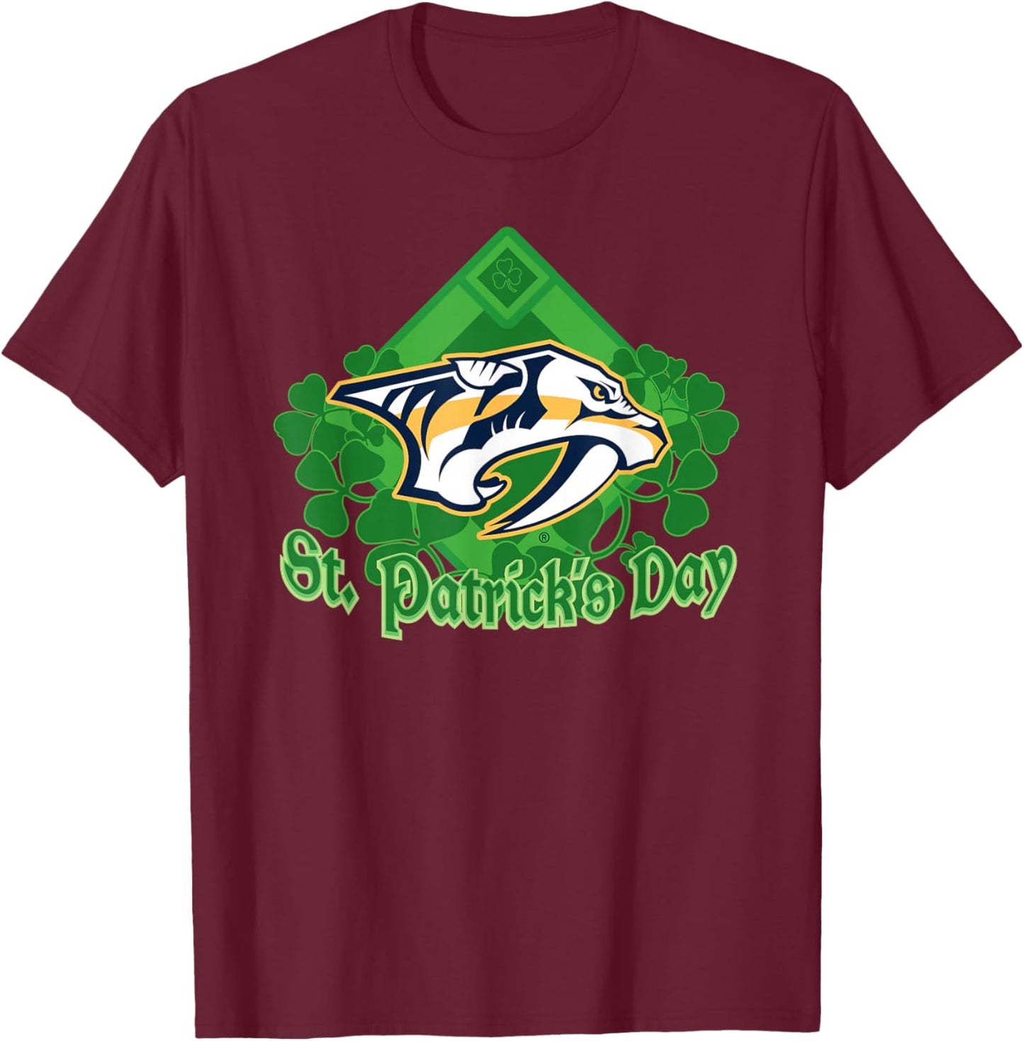 Nashville Predators St. Patrick's Day Black NHL Licensed T-Shirt - T-Shirt | Maroon