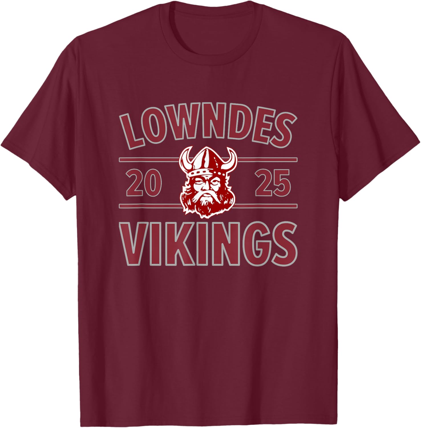 Lowndes Vikings Logo 2025 HS T-Shirt - T-Shirt | Maroon